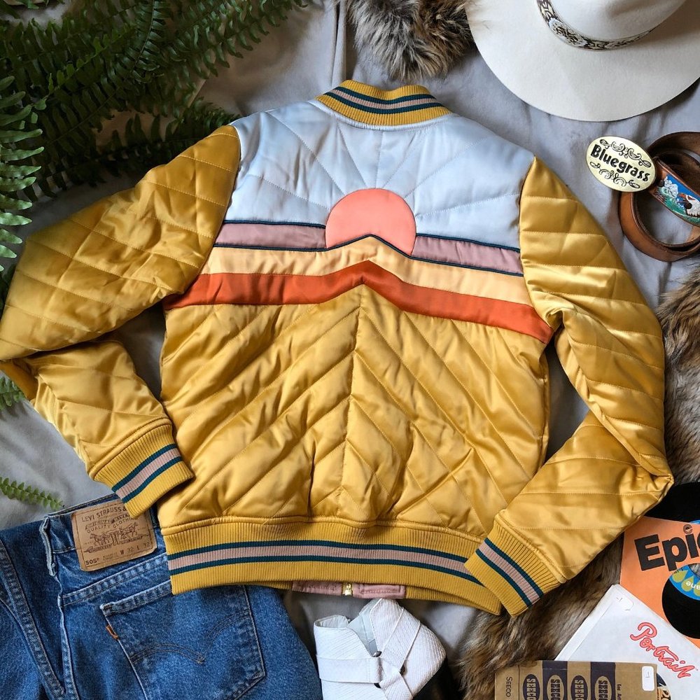 DOLLY Western Mustard Bomber Jacket | satin yellow